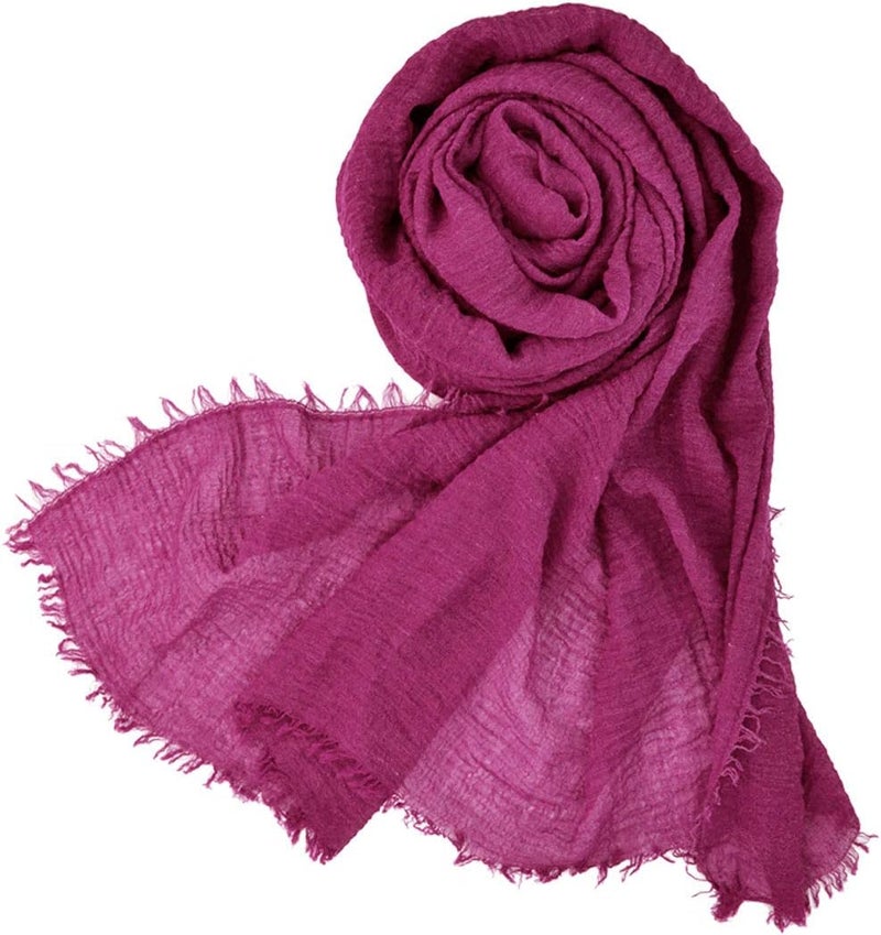 Wobe Women Summer Cotton Blend Crinkle Vintage Soft Long Scarf Linen Beach Shawl Wrap - Image 1